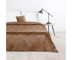 Eurofirany DESIGN 91 LUIZ / 4 Aksominė lovatiesė, dygsniuota karšto spaudimo būdu su palmių lapų raštu, 220X240 cm, spalva: plytų Lovatiesė