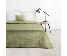 Eurofirany DESIGN 91 LUIZ / 4 Aksominė lovatiesė, dygsniuota karšto spaudimo būdu su palmių lapų raštu, 170X210 cm, spalva: šviesiai žalia Lovatiesė