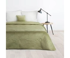 Eurofirany DESIGN 91 LUIZ / 4 Aksominė lovatiesė, dygsniuota karšto spaudimo būdu su palmių lapų raštu, 220X240 cm, spalva: šviesiai žalia Lovatiesė