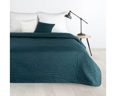 Eurofirany DESIGN 91 BONI / 6 Lovatiesė, dygsniuota karšto spaudimo būdu su lapų raštu, 170X210 cm, spalva: tamsi turkio Lovatiesė