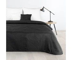 Eurofirany DESIGN 91 BONI / 6 Lovatiesė, dygsniuota karšto spaudimo būdu su lapų raštu, 170X210 cm, spalva: juoda Lovatiesė