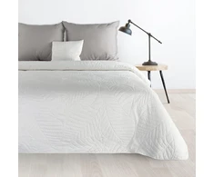 Eurofirany DESIGN 91 BONI / 6 Lovatiesė, dygsniuota karšto spaudimo būdu su lapų raštu, 170X210 cm, spalva: balta Lovatiesė