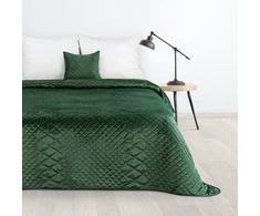 Eurofirany DESIGN 91 LUIZ / 3 Aksominė lovatiesė, dygsniuota karšto spaudimo būdu su geometriniu raštu, 170X210 cm, spalva: tamsi žalia Lovatiesė