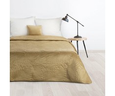 Eurofirany DESIGN 91 LUIZ / 4 Aksominė lovatiesė, dygsniuota karšto spaudimo būdu su palmių lapų raštu, 170X210 cm, spalva: smėlio Lovatiesė