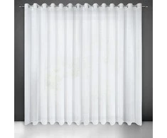 Eurofirany Balta lietaus lašų rašto užuolaida, 400x145 cm, poliesterio langų danga su žiedais, paruošta kabinti, modernus namų dekoras, dieninė užuolaida