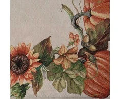 Eurofirany Gobeleno stalo tiesė, 140x180 cm, moliūgų ir saulėgrąžų raštas, natūrali oranžinė, rudens dekoras, stalo užtiesalas, šventinė staltiesė