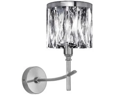 Eurofirany Sidabrinis kristalinis sieninis šviestuvas, K9 kristalų ir metalo konstrukcija, dekoratyvinis apšvietimas glamour ir klasikiniam interjerui, 25x13x30 cm sieninė bra, prabangus šviestuvas