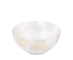 Eurofirany LIMITED COLLECTION BLANCA5 Dubenėlis su lapų motyvu, ∅ 25 X 13 cm, spalva: balta / auksinė
