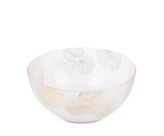 Eurofirany LIMITED COLLECTION BLANCA5 Dubenėlis su lapų motyvu, ∅ 25 X 13 cm, spalva: balta / auksinė