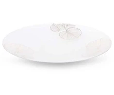 Eurofirany LIMITED COLLECTION BLANCA5 Dekoratyvinė lėkštė su lapų motyvu, ∅ 37 X 4 cm, spalva: balta/auksinė