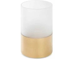 Eurofirany LIMITED COLLECTION BLANCA7 Žvakidė iš meninio stiklo, ∅ 12 X 15 cm, spalva: balta /auksinė