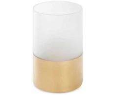 Eurofirany LIMITED COLLECTION BLANCA7 Žvakidė iš meninio stiklo, ∅ 12 X 15 cm, spalva: balta /auksinė