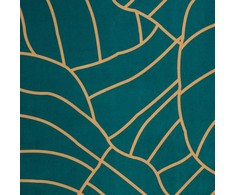 Eurofirany LIMITED COLLECTION LILI2 Minkšto aksomo naktinė užuolaida su didelių lapų motyvu, 140X250 cm, kilpos / žiedai, spalva: tamsi turkio,