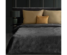 Eurofirany LIMITED COLLECTION LILI4 Švelnaus aksomo lovatiesė, dygsniuota karšto spaudimo (hot press) augalų raštu, 280X260 cm, spalva: juoda
