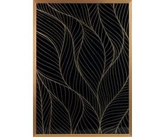 Eurofirany Juodas ir auksinis lapų sienų menas, 53x73 cm dekoratyvinis įrėmintas drobės paveikslas, elegantiškas gėlių sienų dekoras, modernus svetainės meno kūrinys