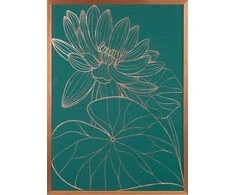 Eurofirany Gėlių sienų menas, žalias ir vario gėlių paveikslas, dekoratyvinis įrėmintas drobės atspaudas, 53x73 cm sienų dekoras, botaninis sienos pakabinimas