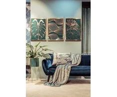 Eurofirany Gėlių sienų menas, žalias ir vario gėlių paveikslas, dekoratyvinis įrėmintas drobės atspaudas, 53x73 cm sienų dekoras, botaninis sienos pakabinimas