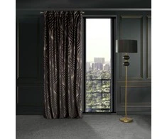 Eurofirany LIMITED COLLECTION VICTORIA3A Minkšto aksomo naktinė užuolaida su geometriniu raštu, 140X270 cm, juosta / tunelis / kabliukai, spalva: juoda, šampano