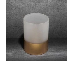Eurofirany LIMITED COLLECTION BLANCA7 Žvakidė iš meninio stiklo, ∅ 12 X 15 cm, spalva: balta /auksinė