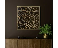Eurofirany LIMITED COLLECTION Paveikslas ALISMA3 su auksiniu blizgiu atspaudu auksiniame rėmelyje, 53X53 cm