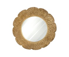 Eurofirany Apvalus dekoratyvinis veidrodis, auksinis rėmas, 70 cm skersmuo, poliesterio derva ir stiklas, prabangi sienų dekoracija, elegantiškas interjero aksesuaras, stilingas namų dekoras
