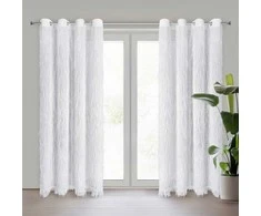 Eurofirany Balta užuolaida su kutais, 140x250 cm, paruošta kabinimui su žiedais, poliesterio audinys, elegantiškas namų dekoras, dieninė užuolaida