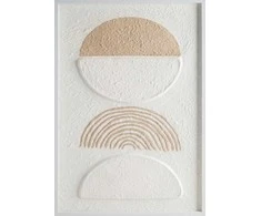 Eurofirany Abstraktaus boho stiliaus sienos meno kūrinys, baltas ir bėžinis minimalistinis gamtos įkvėptas dizainas, 40x60 cm įrėmintas dekoratyvinis paveikslas svetainei miegamajam, modernus interjero akcentas
