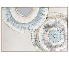 Eurofirany Abstraktus rankomis tapytas paveikslas ant drobės, pelenų pilkumo ir mėlyni tonai, 82x122 cm, modernus sienų dekoras svetainei miegamajam biurui