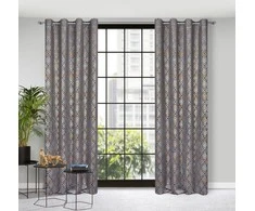 Eurofirany minkšto aksomo užuolaida ARETA su boho stiliaus raštu / 200 g/m2 / 140x250 / sidabro ir aukso spalvos