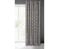 Eurofirany minkšto aksomo užuolaida ARETA su boho stiliaus raštu / 200 g/m2 / 140x250 / sidabro ir aukso spalvos
