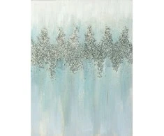 Eurofirany Šviesiai mėlynas rankomis tapytas paveikslas ant drobės su blizgučiais ir akmenėliais, 60x80 cm, modernus namų dekoras, elegantiška sienų dekoracija svetainei