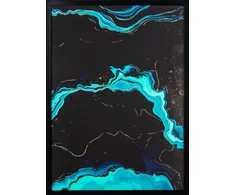 Eurofirany Turkio ir juodos spalvos spausdintas sienos paveikslas su aukso papuošimais, įrėmintas drobės dekoras moderniam interjerui, 53x73 cm, stilinga namų puošmena