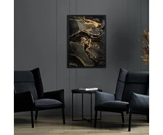 Eurofirany Juodos ir auksinės spalvos spausdinta drobė su aukso elementais, įrėmintas dekoratyvinis paveikslas, elegantiškas sienos menas svetainei ar biurui, 53x73 cm, namų dekoras