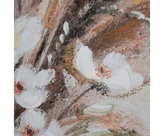Eurofirany Rankomis tapytas gėlių paveikslas ant drobės, smėlio spalvos gėlių kompozicija, 60x120 cm ilgas formatas, svetainės ir miegamojo dekoras, skandinaviškas boho stilius, sienų puošmena