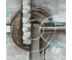 Eurofirany Geometrinės abstrakcijos sienos menas, rankomis tapyta ant drobės, smėlio spalvos tonai, modernus dekoras, 80x80 cm, abstraktus paveikslas, interjero detalė