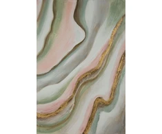 Eurofirany Rankomis tapytas abstraktus paveikslas ant drobės, žalias daugiaspalvis modernus sienų dekoras, 60x90 cm, unikali tekstūrinė tapyba, meno kūrinys namams