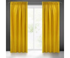 Eurofirany PIERRE CARDIN SIBEL Naktinė užuolaida iš minkšto aksomo, 260 g/m2, 140X270 cm, juosta / tunelis / kabliukai, spalva: garstyčių