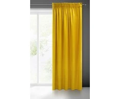 Eurofirany PIERRE CARDIN SIBEL Naktinė užuolaida iš minkšto aksomo, 260 g/m2, 140X270 cm, juosta / tunelis / kabliukai, spalva: garstyčių