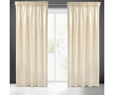 Eurofirany PIERRE CARDIN SIBEL Naktinė užuolaida iš minkšto aksomo, 260 g/m2, 140X270 cm, juosta / tunelis / kabliukai, spalva: kreminė