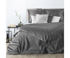 Eurofirany NOVA3 aukštos kokybės medvilninio satino vienspalvės patalynės komplektas, 180 X 200 cm, 2 vnt. 70 X 80cm, spalva: plieno