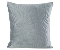 Eurofirany RIA5 Aksominis pagalvės užvalkalas, dygsniuotas tradiciniu būdu, su banguotu raštu, 45X45 cm, spalva: sidabrinė