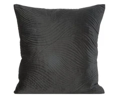 Eurofirany RIA5 Aksominis pagalvės užvalkalas, dygsniuotas tradiciniu būdu, su banguotu raštu, 45X45 cm, spalva: juoda
