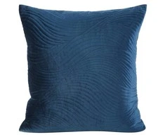 Eurofirany RIA5 Aksominis pagalvės užvalkalas, dygsniuotas tradiciniu būdu, su banguotu raštu, 45X45 cm, spalva: mėlyna