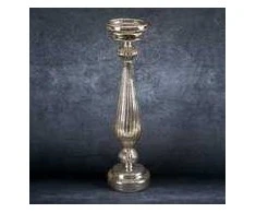 Eurofirany Šampano spalvos stiklinis žvakidė su LED lemputėmis, dekoratyvinė Kalėdų stalo puošmena, 11 cm x 41 cm apšviestas žvakidė, šventinė namų dekoracija, stalo dekoras