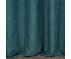 Eurofirany Tamsiai turkio spalvos pusiau užtemdanti užuolaida, 140x250 cm, lino pynimo audinys, paruošta kabinimui su metalinėmis kilpomis, langų dekoras