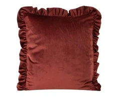 Eurofirany VELVET / 25 Aksominis pagalvės užvalkalas, dekoruotas raukiniais, 45 X 45 cm, spalva: plytų
