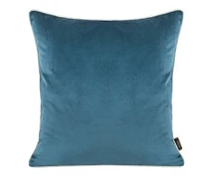 Eurofirany VELVET / 57 Dvipusis aksomo ir imitacinio lino pagalvės užvalkalas su apvadais kraštuose, 45X45 cm, spalva: mėlyna