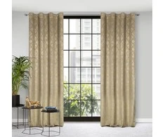 Eurofirany minkšto aksomo užuolaida ARETA su boho stiliaus raštu / 200 g/m2 / 140x250 / smėlio spalvos