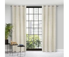 Eurofirany minkšto aksomo užuolaida ARETA su boho stiliaus raštu / 200 g/m2 / 140x250 / kreminės spalvos