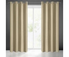 Eurofirany LOGAN blackout tipo temdanti naktinė užuolaida, 135X250 cm, kilpos / žiedai, spalva: smėlio